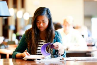 Female student studying